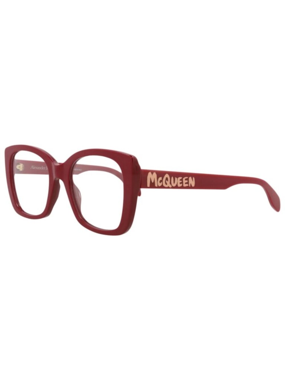 New Alexander McQueen Women's Eyeglasses Square Rectangle Acetate Frame Red Red